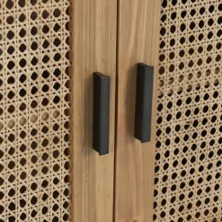 Kirkland's Home Reclaimed Pine And Woven Cane Cabinet- Cabinets & Sideboards