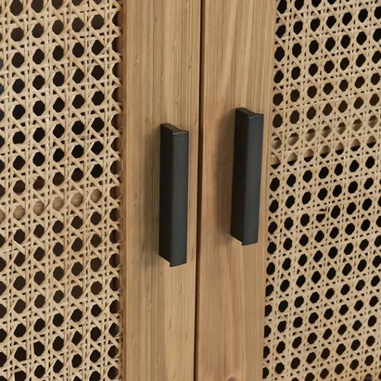 Kirkland's Home Reclaimed Pine And Woven Cane Cabinet- Cabinets & Sideboards