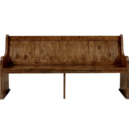 Kirkland's Home Reclaimed Pine Wood High Back Pew Dining Bench- Dining Chairs