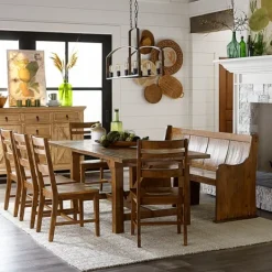 Kirkland's Home Reclaimed Pine Wood High Back Pew Dining Bench- Dining Chairs