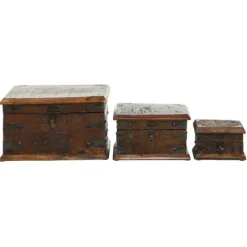 Kirkland's Home Reclaimed Wood Antique Box Set, Set Of 3- Baskets & Boxes