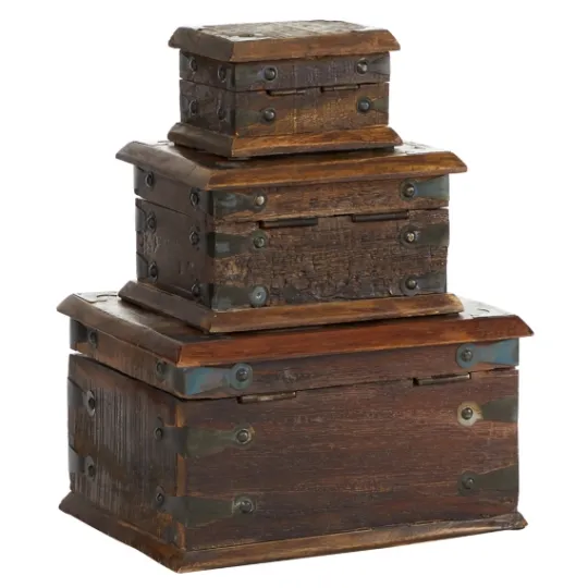 Kirkland's Home Reclaimed Wood Antique Box Set, Set Of 3- Baskets & Boxes