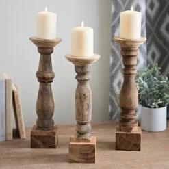 Kirkland's Home Reclaimed Wooden Banister Candle Holders, Set Of 3- Candle Holders