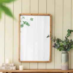 Kirkland's Home Rectangle Light Brown Wood Wall Mirror- Decorative Mirrors