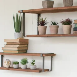 Kirkland's Home Recycled Wood And Metal Shelves, Set Of 2- Shelves