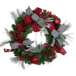 Kirkland's Home Red And Black Bow Wreath- Wreaths