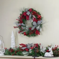 Kirkland's Home Red And Black Bow Wreath- Wreaths