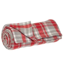 Kirkland's Home Red And Gray Plaid Cotton Throw- Blankets & Throws