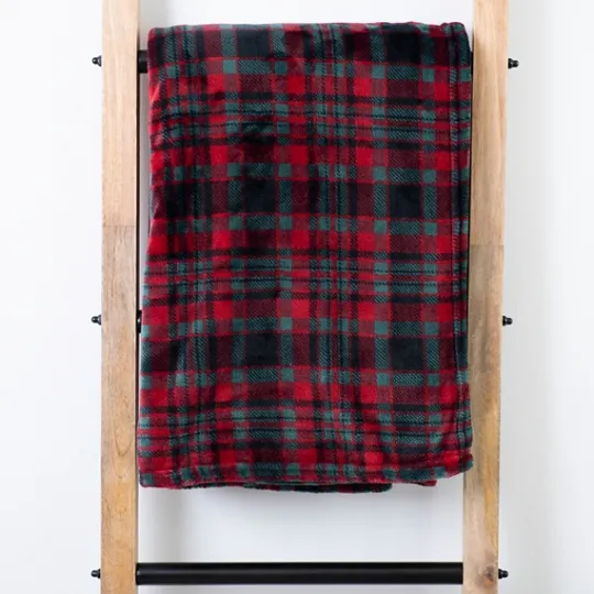 Kirkland's Home Red And Green Plaid St. Nick Throw- Blankets & Throws