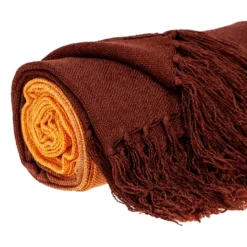Kirkland's Home Red And Orange Ombre Fringed Throw- Blankets & Throws