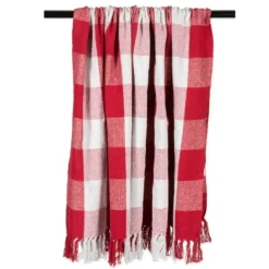 Kirkland's Home Red And White Buffalo Check Throw- Blankets & Throws