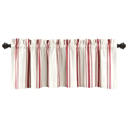 Kirkland's Home Red And White Farmhouse Stripe Valance- Curtains & Drapes