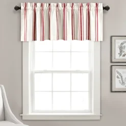 Kirkland's Home Red And White Farmhouse Stripe Valance- Curtains & Drapes