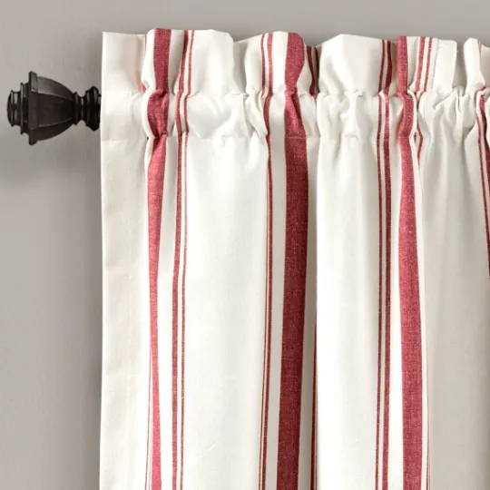 Kirkland's Home Red And White Farmhouse Stripe Valance- Curtains & Drapes