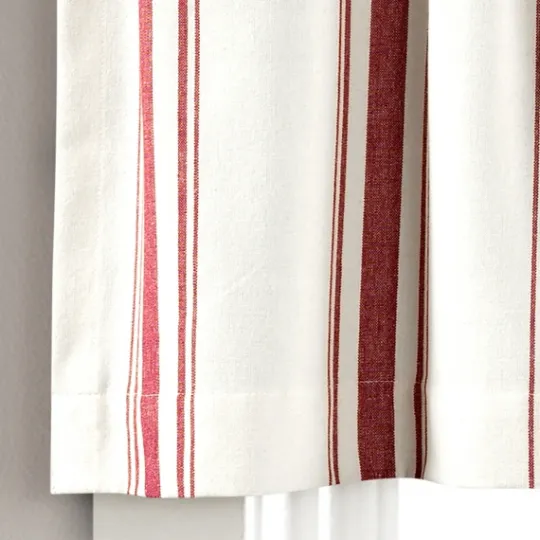 Kirkland's Home Red And White Farmhouse Stripe Valance- Curtains & Drapes