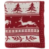 Kirkland's Home Red And White Stripe Reindeer Christmas Knit Throw- Blankets & Throws