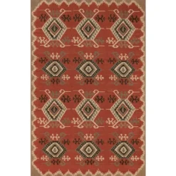 Kirkland's Home Red Bali Medallion Indoor/Outdoor Area Rug, 4X7- Outdoor Rugs