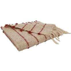 Kirkland's Home Red Beige Stripe Throw Blanket- Blankets & Throws