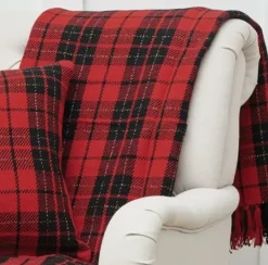 Kirkland's Home Red Black Plaid Throw Christmas Blanket- Blankets & Throws
