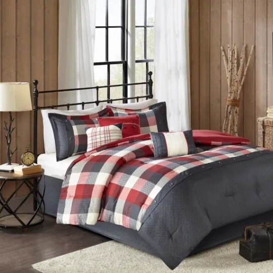 Kirkland's Home Red Buffalo Check King 7-Pc. Comforter Set- Comforters