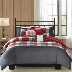 Kirkland's Home Red Buffalo Check 6-Pc. Full/Queen Duvet Cover Set- Duvets
