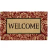 Kirkland's Home Red Damask Welcome Coir Doormat- Doormats