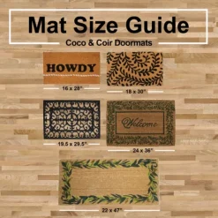 Kirkland's Home Red Damask Welcome Coir Doormat- Doormats