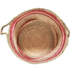 Kirkland's Home Red Double Stripe Jute Basket With Handles, 17 In.- Baskets & Boxes