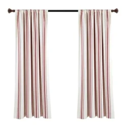 Kirkland's Home Red Farmhouse Stripe Curtain Panels, Set Of 2- Curtains & Drapes