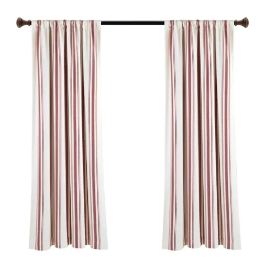 Kirkland's Home Red Farmhouse Stripe Curtain Panels, Set Of 2- Curtains & Drapes