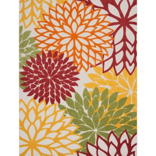 Kirkland's Home Red Floral Burst Outdoor Area Rug, 7X10- Outdoor Rugs
