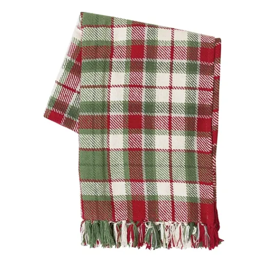 Kirkland's Home Red Green White Plaid Christmas Throw Blanket- Blankets & Throws