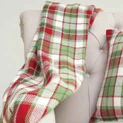Kirkland's Home Red Green White Plaid Christmas Throw Blanket- Blankets & Throws