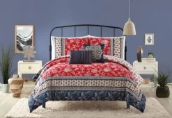 Kirkland's Home Red Navy Marbella Queen 5-Pc. Comforter Set- Comforters
