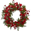 Kirkland's Home Red Plum Blossom Pinecone Wreath, 24 In.- Wreaths