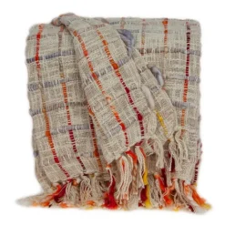 Kirkland's Home Red Primitive Squares Handloomed Throw Blanket- Blankets & Throws