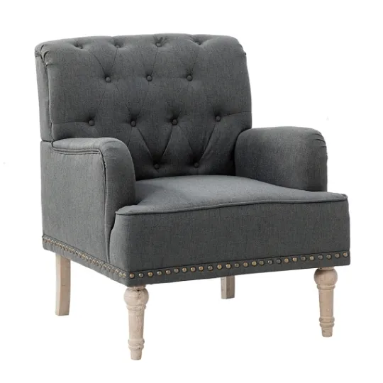 Kirkland's Home Reginald Charcoal Button Tufted Armchair- Accent Chairs