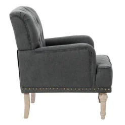 Kirkland's Home Reginald Charcoal Button Tufted Armchair- Accent Chairs