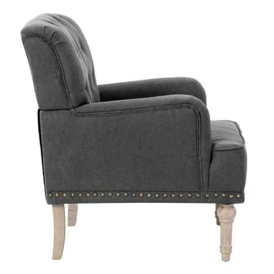 Kirkland's Home Reginald Charcoal Button Tufted Armchair- Accent Chairs