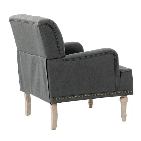 Kirkland's Home Reginald Charcoal Button Tufted Armchair- Accent Chairs