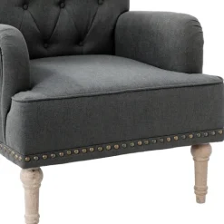 Kirkland's Home Reginald Charcoal Button Tufted Armchair- Accent Chairs