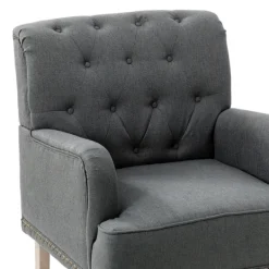 Kirkland's Home Reginald Charcoal Button Tufted Armchair- Accent Chairs
