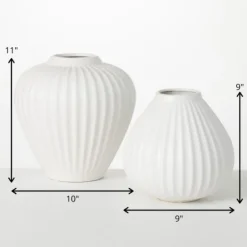 Kirkland's Home Ribbed Teardrop Vases, Set Of 2- Vases