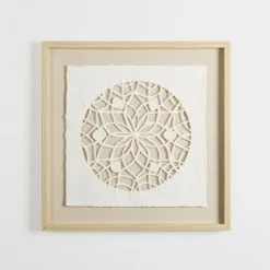 Kirkland's Home Rice Paper & Natural Linen Flower Wall Plaque- Wall Plaques