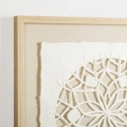 Kirkland's Home Rice Paper & Natural Linen Flower Wall Plaque- Wall Plaques