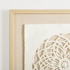 Kirkland's Home Rice Paper & Natural Linen Cutout Wall Plaque- Wall Plaques