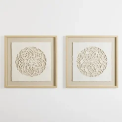 Kirkland's Home Rice Paper & Natural Linen Cutout Wall Plaque- Wall Plaques