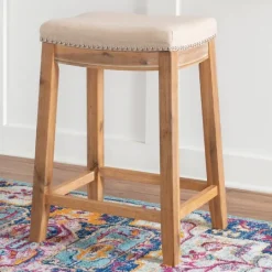 Kirkland's Home Riverdale Acacia Wood Counter Stool- Bar Stools & Counter Height Stools