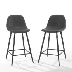 Kirkland's Home Rorke Vegan Leather Counter Stools, Set Of 2- Bar Stools & Counter Height Stools