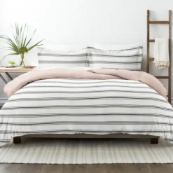 Kirkland's Home Rose Pink Echo Stripe 3-Pc. King Duvet Cover Set- Duvets